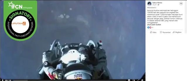 hoaks video astronot austria lompat dari pesawat luar angkasa