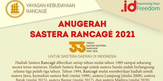 Dukung Anugerah Sastera Rancage, PANDI Ingin Bahasa Daerah Masuk ISO 3166