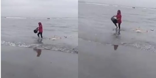 Viral Video Emak-Emak Buang Sampah ke Laut, Bikin Geram Sampai Banjir Hujatan