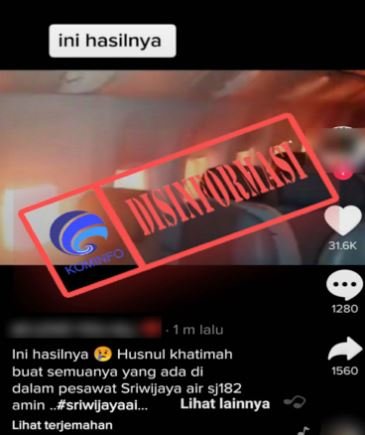 hoaks video pesawat sriwijaya air sj182 terbakar saat penerbangan