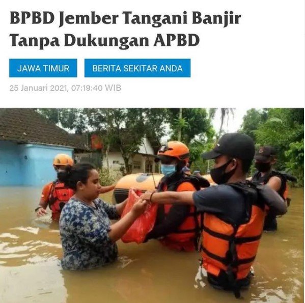 bpbd jember tangani banjir tanpa apbd