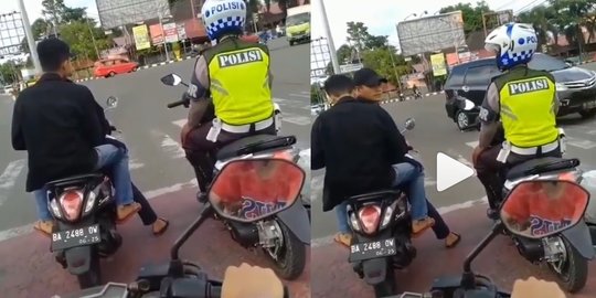 Viral Video Pemuda Tak Kenakan Helm Sejajar dengan Polisi, Ekspresinya Jadi Sorotan