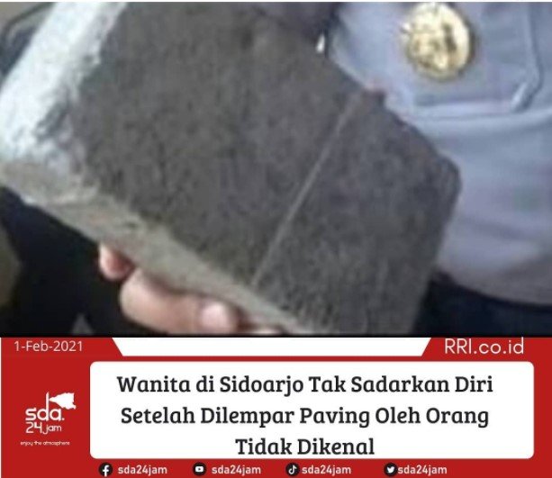perempuan di sidoarjo dilempar paving oleh orang tak dikenal
