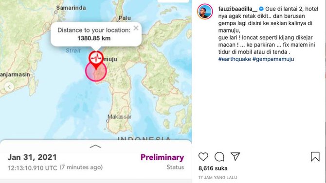 dengar suara beton bergesek ini cerita fauzi baadila saat alami gempa di sulawesi
