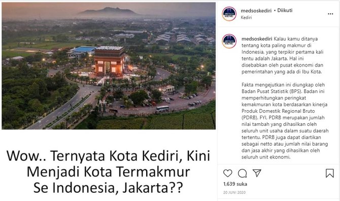 viral kediri disebut kota termakmur di indonesia