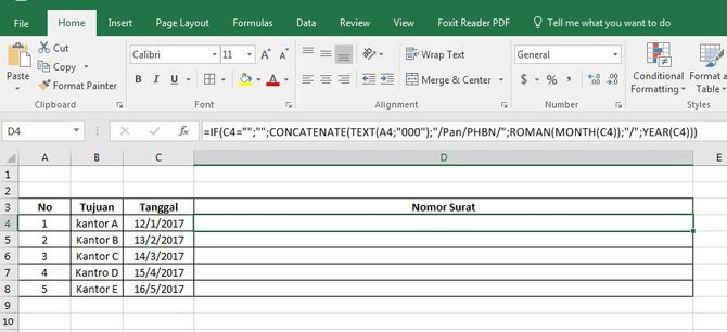 Cara Membuat Nomor Surat Berformat Secara Otomatis di Excel, Permudah