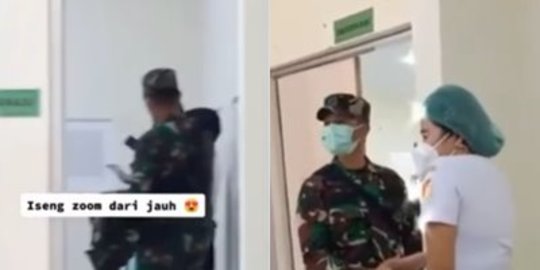 Perawat Ini Malu-Malu Kucing Mau Kenalan dengan Anggota TNI, Sampai Motret Diam-Diam