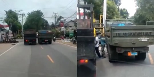 Video Kendaraan TNI Pepet Sopir Truk di Jalan Raya, Mirip di Film Action