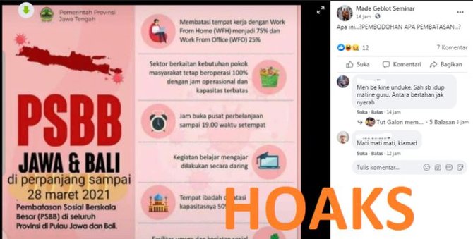 hoaks psbb di jawa dan bali di perpanjang