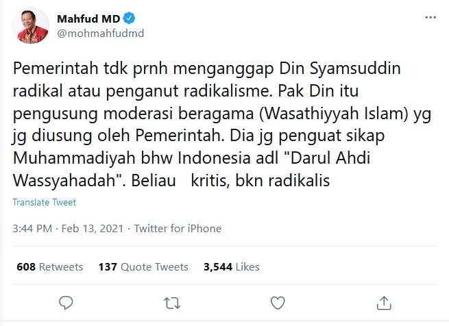 mahfud md din syamsuddin dan fahri hamzah