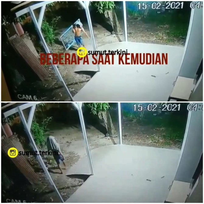 sadar aksinya terekam cctv pencuri di deli serdang ini lakukan hal tak terduga