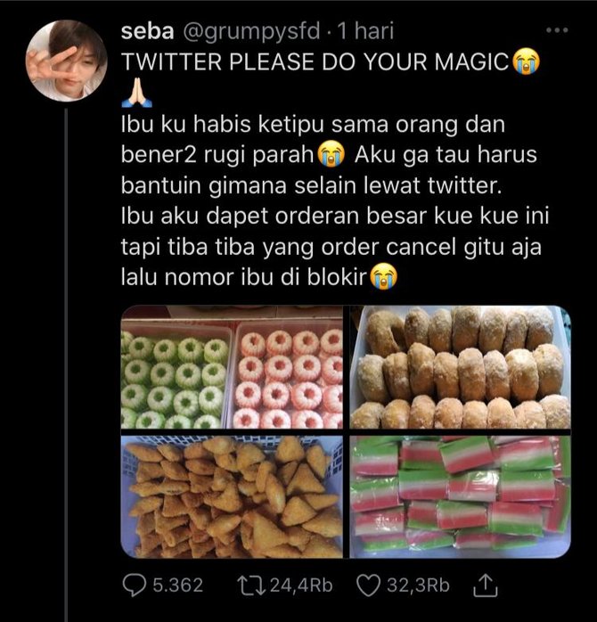 penipuan kue di twitter