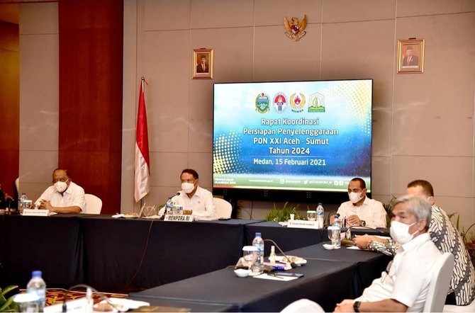 dapat apresiasi menpora ini perkembangan persiapan pon 2024 di sumut