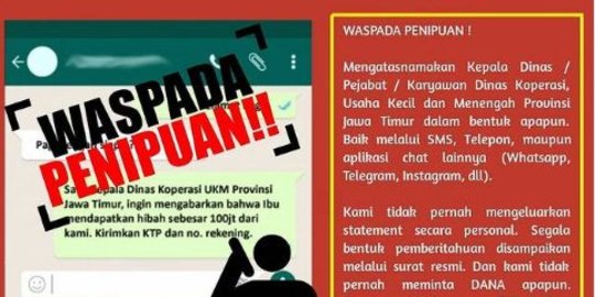 CEK FAKTA: Hoaks Dinas Koperasi UKM Jawa Timur Beri Dana Hibah Rp100 Juta