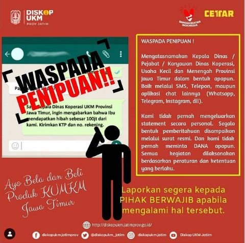 hoaks dinas koperasi ukm jawa timur beri dana hibah rp100 juta