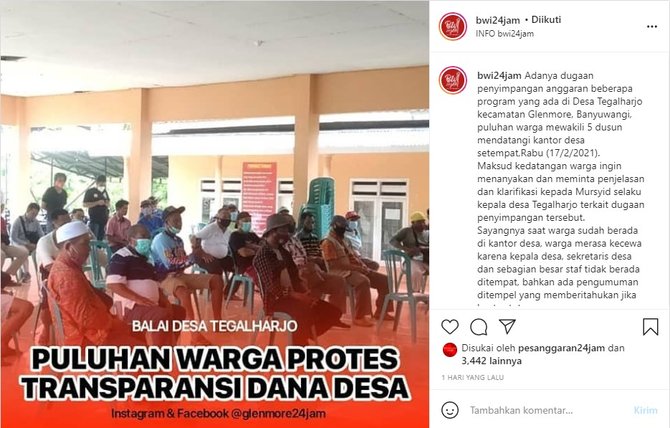 puluhan warga desa tegalrejo banyuwangi datangi kantor desa