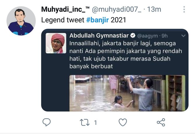 tangkapan layar komentar aa gym di twitter