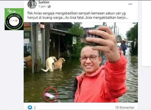 tidak benar anies selife saat banjir