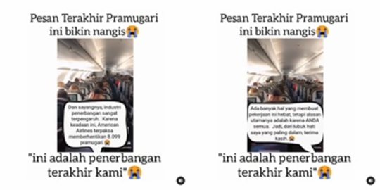 Sedih, Pesan Terakhir Seluruh Pramugari & Pilot 'Ini Penerbangan Terakhir Kami'