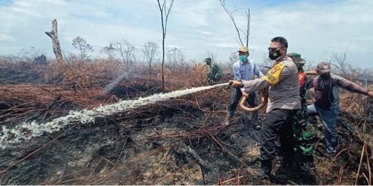 Wilayahnya Dilanda Karhutla, Ini Aksi Kapolres Tapanuli Tengah Padamkan Api