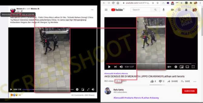 hoaks video polisi china latihan di cikarang