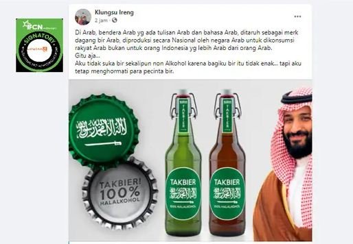 tidak benar arab saudi produksi bir halal merek takbier