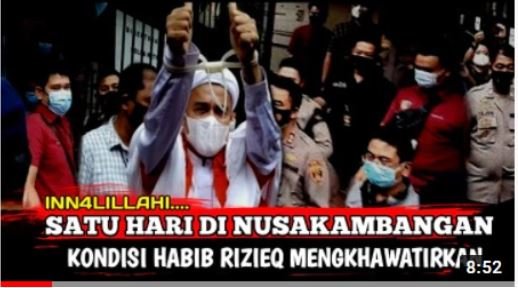 tangkapan layar kabar rizieq syihab di nusakambangan dengan kondisi mengkhawatirkan