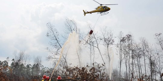 Helikopter Bantuan KLHK untuk Pemadaman Karhutla Riau Alami Kerusakan