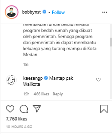 kaesang berkomentar di unggahan bobby nasution