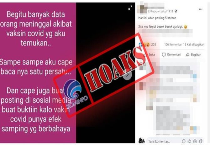 hoaks banyak data orang meninggal akibat vaksin covid 19