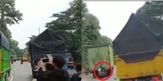 Video Detik-Detik Pemotor Tabrak Truk saat Buat Konten, Netizen Miris