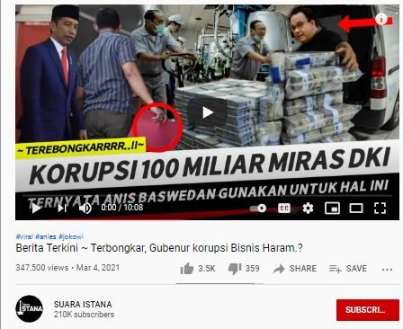 tidak benar video anies baswedan korupsi rp100 m dari saham miras dki