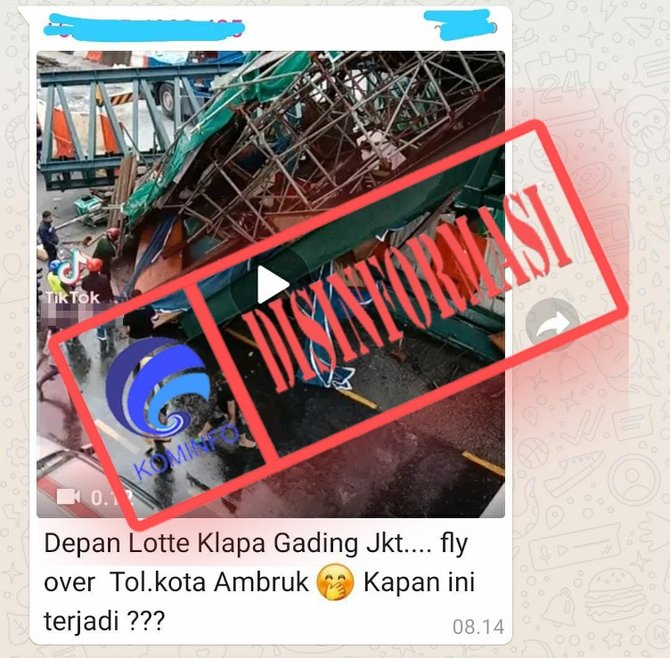 tidak benar jalan tol kelapa gading ambruk