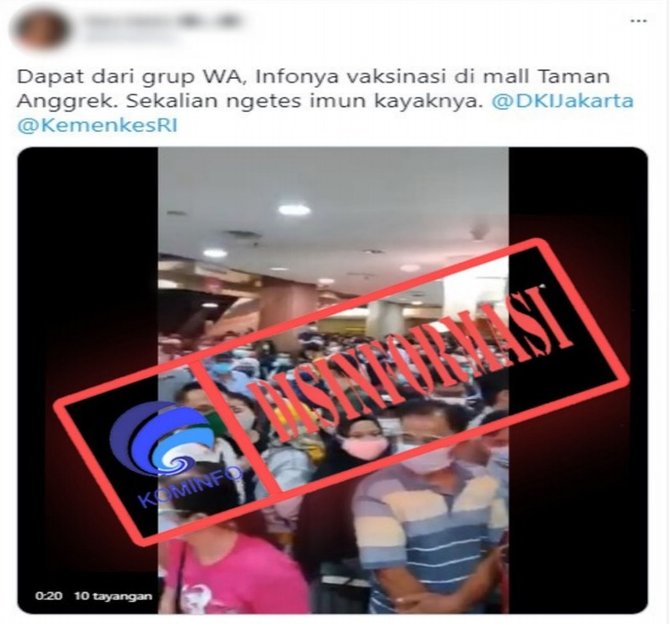 tidak benar video kerumunan orang di mall taman anggrek jakarta