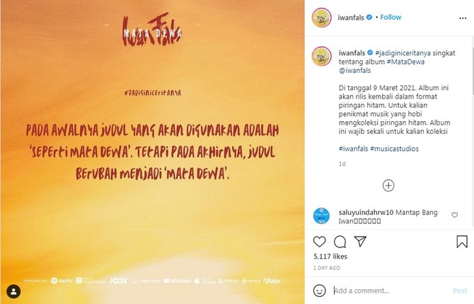 Cerita Di Balik Iwan Fals Rilis Ulang Album 'Mata Dewa', Gunakan ...