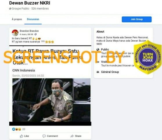 tidak benar judul artikel ketua rt rawa buaya hina anies