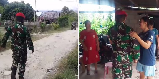 Momen Mengharukan Prajurit Kopassus Pulang Kampung, Disambut Pelukan & Isak Tangis