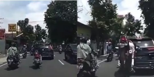 Niat Bantu Ingatkan Emak-Emak di Jalan, Pria Ini Malah Terjungkal Tabrak Mobil