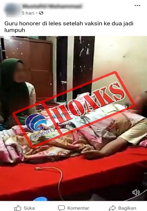 tidak benar guru si garut lumpuh karena vaksin covid 19