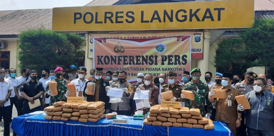 Tangkap 8 Pelaku, Polres Langkat Amankan 95 Kg Ganja dan 3 Kg Sabu