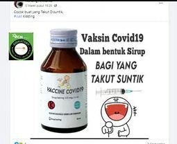 hoaks ada vaksin covid 19 berbentuk sirup untuk yang takut disuntik