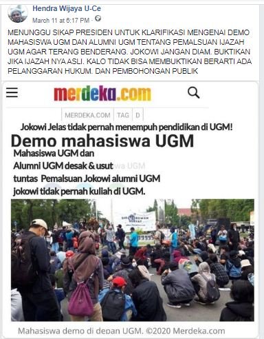 hoaks catut merdekacom soal demo di ugm tentang pemalsuan ijazah jokowi