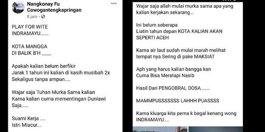 Viral Postingan Facebook Sumpahi Indramayu Tertimpa Bencana Besar, Begini Isinya