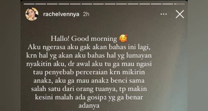 rachel vennya ungkap masalah perceraian