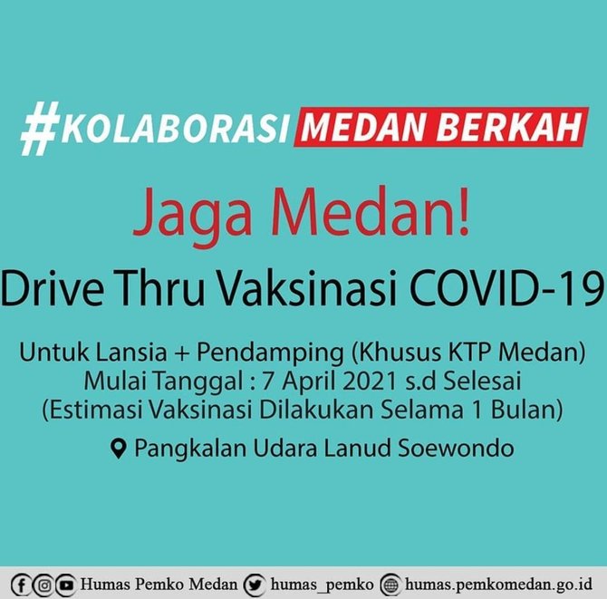 percepat vaksinasi pada lansia pemkot medan buka drive thru vaksin covid 19