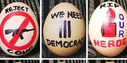 Telur-Telur Paskah Pendukung Demonstran Menentang Kudeta Militer