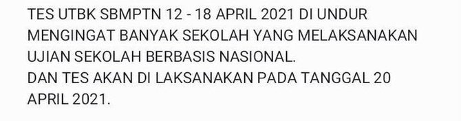 tidak benar pelaksanaan utbk sbmptn 2021 diundur