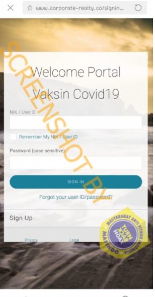 hoaks situs pendaftaran vaksin covid 19