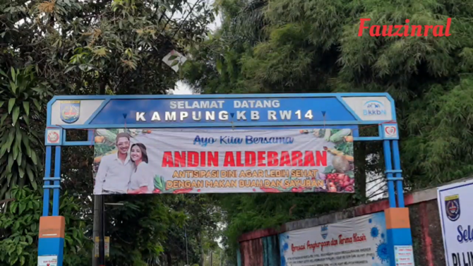 banner andin aldebaran di kelurahan bojongsari depok