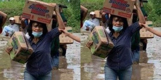 Viral Foto Istri Bupati Sumba Timur Terjang Lumpur Demi Bantu Korban Bencana